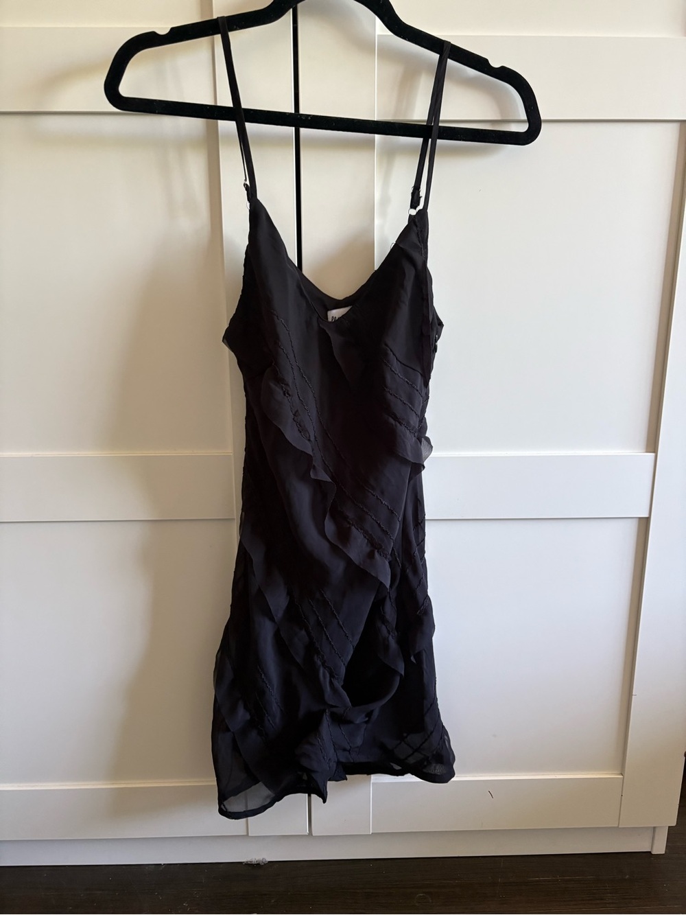 Princess Polly Black Ruffled Slip Dress
